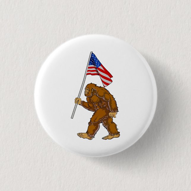 Bigfoot American Flag 3 Cm Round Badge (Front)