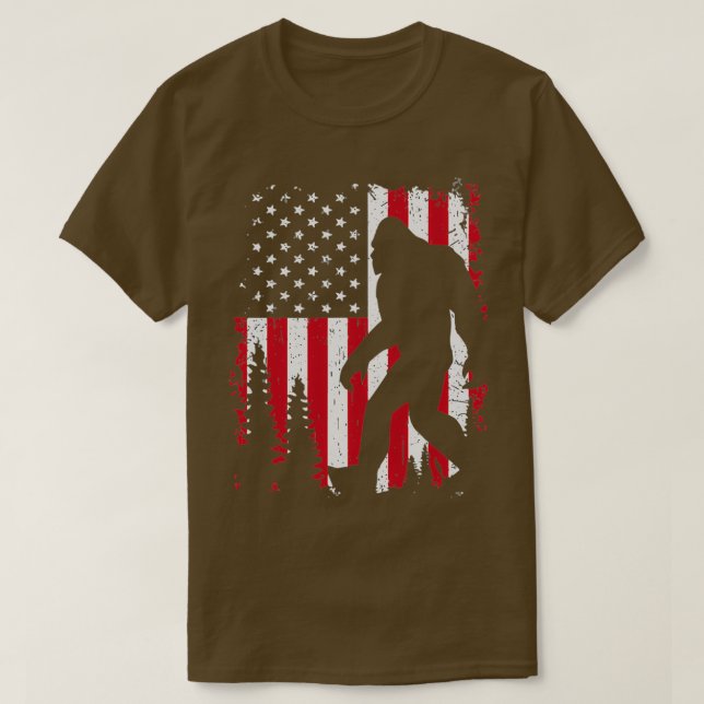 Bigfoot American Flag 4th Of July   (2)  T-Shirt (Design Front)