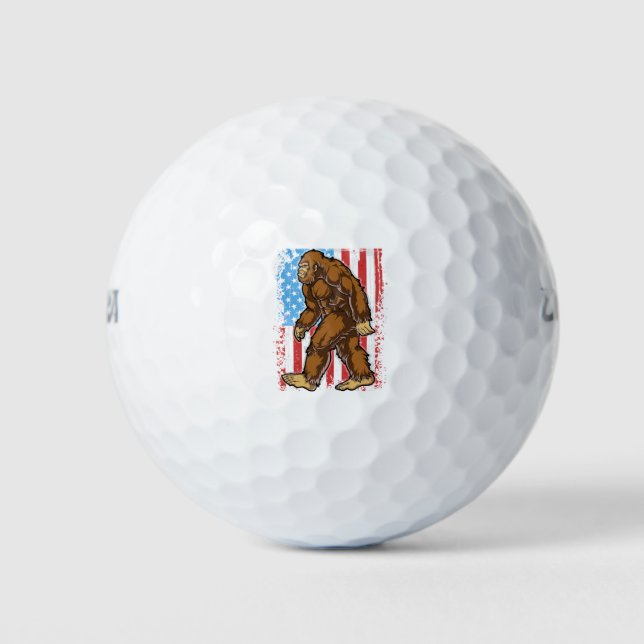 Bigfoot American Flag 4th of July Golf Balls (Front)