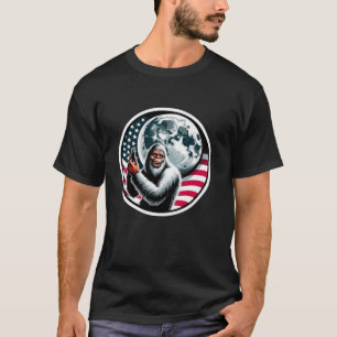 Bigfoot American Flag 4th of July Long Sleeve T Sh T-Shirt