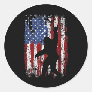 Bigfoot American Flag 4th Of July Patriotic 1 Classic Round Sticker