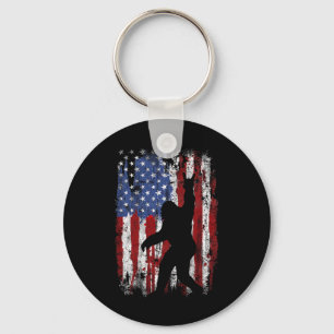 Bigfoot American Flag 4th Of July Patriotic 1 Key Ring