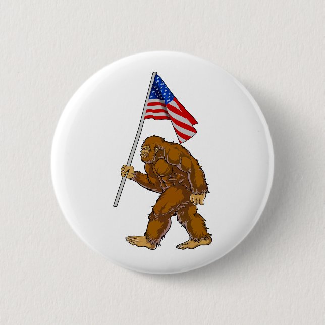 Bigfoot American Flag 6 Cm Round Badge (Front)