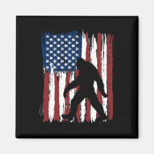 Bigfoot American Flag Funny 4th Of July Patriotic  Magnet