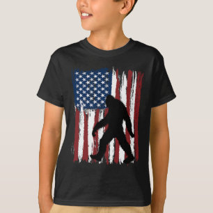 Bigfoot American Flag Funny 4th Of July Patriotic  T-Shirt