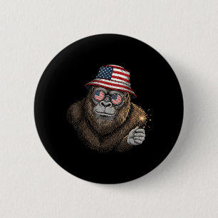 Bigfoot American Flag Patriotic Sasquatch 4th of 6 Cm Round Badge