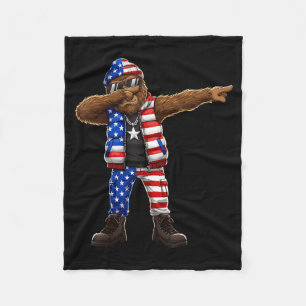 Bigfoot American Flag Patriotic Sasquatch 4th of Fleece Blanket