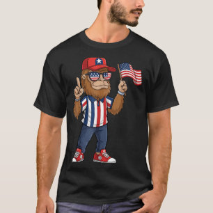 Bigfoot American Flag Red White Blue Patriotic 4th T-Shirt