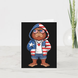 Bigfoot American Flag Sasquatch Patriotic 4th of Card
