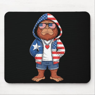Bigfoot American Flag Sasquatch Patriotic 4th of Mouse Pad