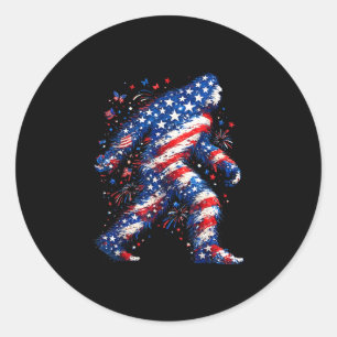 Bigfoot american flag sasquatch patriotic funny classic round sticker
