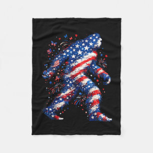 Bigfoot american flag sasquatch patriotic funny fleece blanket