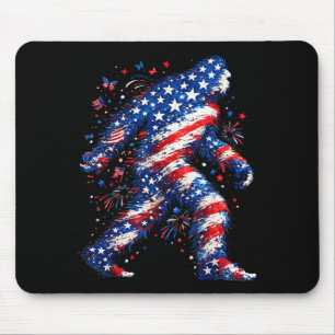 Bigfoot american flag sasquatch patriotic funny mouse pad
