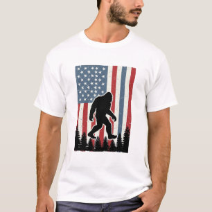 Bigfoot American Flag Vintage Vector Shirt Design_