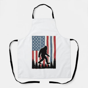 Bigfoot American Flag Vintage Vector Shirt Design_ Apron