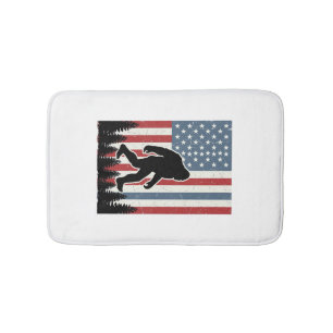 Bigfoot American Flag Vintage Vector Shirt Design_ Bath Mat