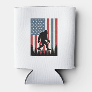 Bigfoot American Flag Vintage Vector Shirt Design_ Can Cooler