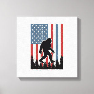 Bigfoot American Flag Vintage Vector Shirt Design_ Canvas Print