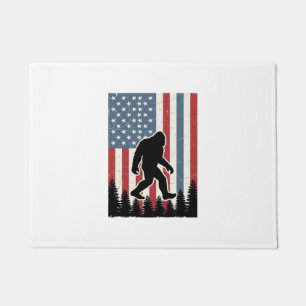 Bigfoot American Flag Vintage Vector Shirt Design_ Doormat