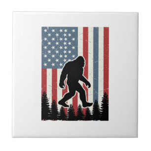 Bigfoot American Flag Vintage Vector Shirt Design_ Tile