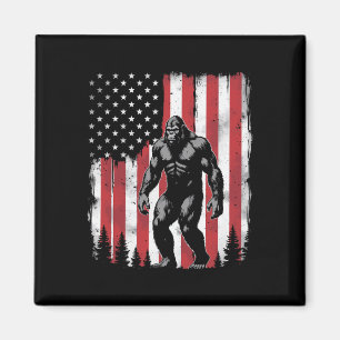 Bigfoot American Usa Flag Patriotic 4th Of July Magnet