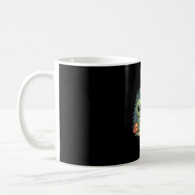 Bigfoot and alien campfire funny sasquatch ufo coffee mug (Left)