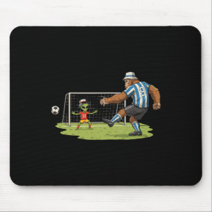 Bigfoot And Alien Playing Soccer Football _1 Mouse Pad