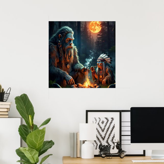 Bigfoot and Chief Moonlit Forest  Poster (Home Office)