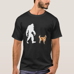Bigfoot And Golden Retriever - Canine Lover Dog Ow T-Shirt