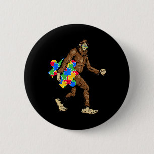 Bigfoot And Puzzle Piece Autism Awareness Day Auti 6 Cm Round Badge