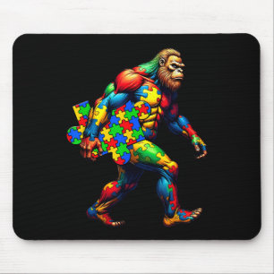 Bigfoot And Puzzle Piece Autism Awareness Day Auti Mouse Pad
