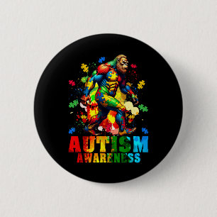Bigfoot And Puzzle Pieces Autism Awareness Day Aut 6 Cm Round Badge