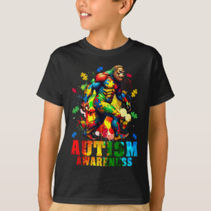 Bigfoot And Puzzle Pieces Autism Awareness Day Aut T-Shirt
