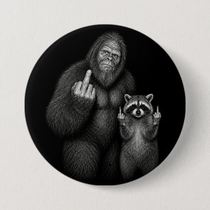 Bigfoot and Racoon Middle Finger 7.5 Cm Round Badge