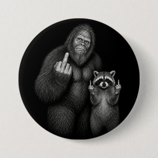 Bigfoot and Racoon Middle Finger 7.5 Cm Round Badge