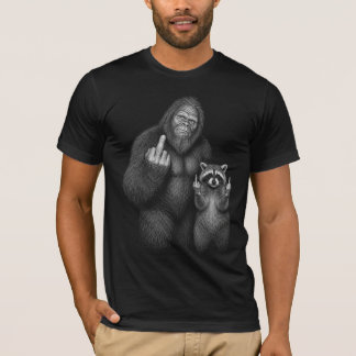Bigfoot and Racoon Middle Finger T-Shirt