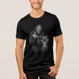 Bigfoot and Racoon Middle Finger Tri-Blend Shirt