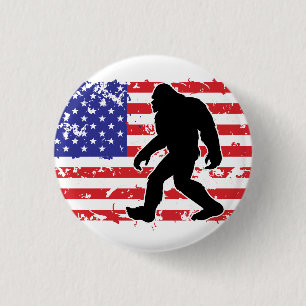 Bigfoot and the American Flag 3 Cm Round Badge