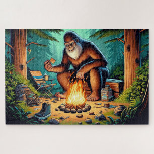 Bigfoot and the Campfire S’mores, Bigfoot Campfire Jigsaw Puzzle