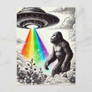 Bigfoot and the UFO Postcard