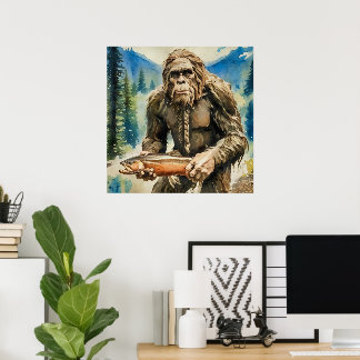 Bigfoot and Trout Poster