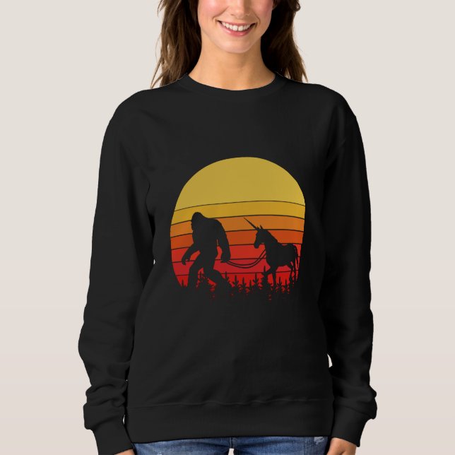 Bigfoot and Unicorn in one Retro Design Sweatshirt (Front)