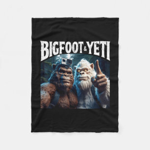 Bigfoot and yeti selfie funny camping hiking gift fleece blanket