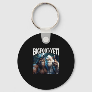 Bigfoot and yeti selfie funny camping hiking gift  key ring