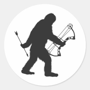 Bigfoot Archer silhouette Classic Round Sticker