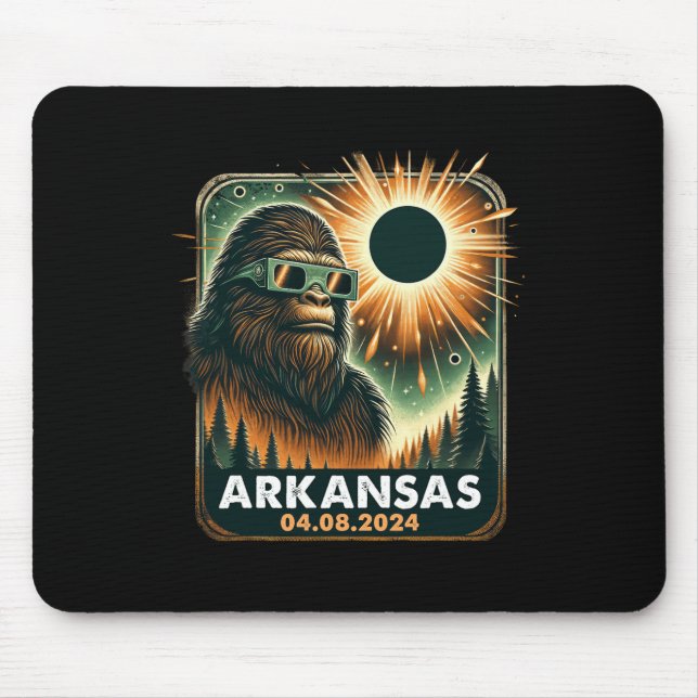 Bigfoot Arkansas Total Solar Eclipse 2024 Wearing  Mouse Pad (Front)