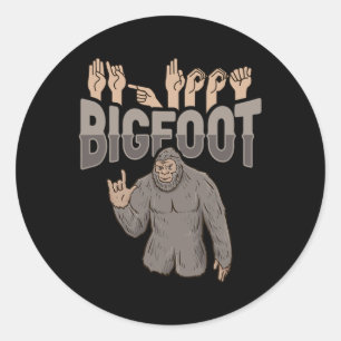 Bigfoot Asl Hand Gesture Deaf Hearing Loss Awarene Classic Round Sticker