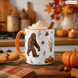 Bigfoot Autumn Harvest Pumpkin Pattern Mug