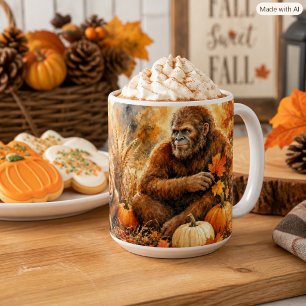 Bigfoot Autumn Harvest Pumpkins Nature Coffee Mug