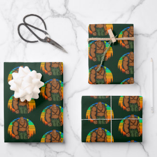 Bigfoot Backpack Hiking Adventure Funny Wrapping Paper Sheet